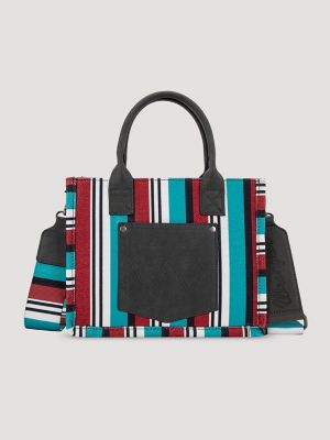 Brushpopper Stripe Mini Tote in Turquoise/Red