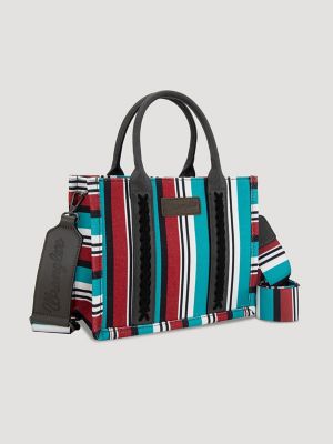 Brushpopper Stripe Mini Tote in Turquoise/Red