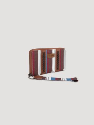 Brushpopper Stripe Mini Wristlet in Brown
