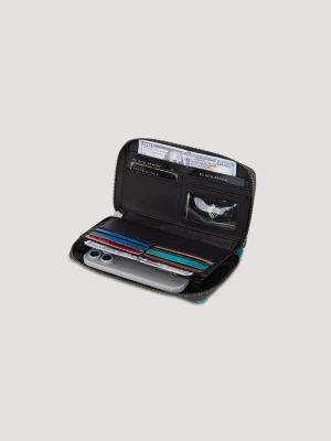 Brushpopper Stripe Mini Wristlet in Turquoise/Red