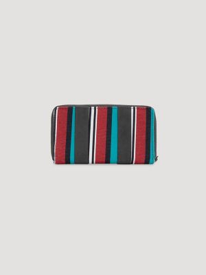 Brushpopper Stripe Mini Wristlet in Turquoise/Red
