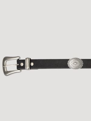 Women's Rope Edge Concho Belt in Black