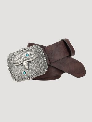 Women's Floral Steer Head Buckle Belt