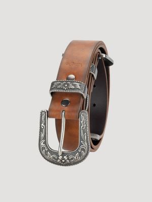 Women's Double Buckle Western Belt in Cognac