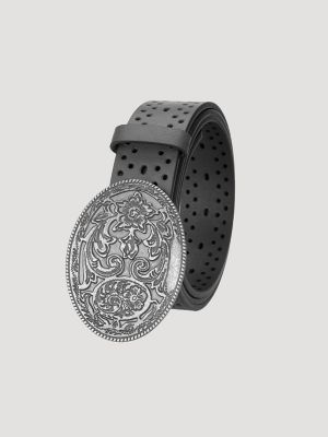 Women's Floral Perforated Belt
