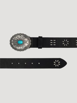 Women's Turquoise Floral Cutout Belt