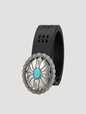 Women's Turquoise Floral Cutout Belt