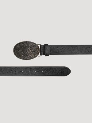 Women's Floral Embossed Belt in Black