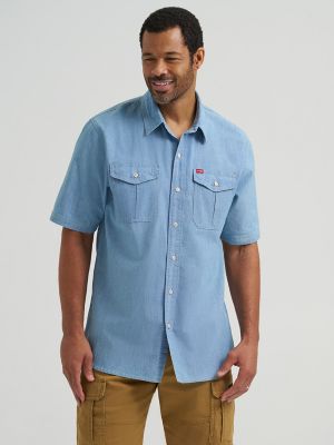 Mens Relaxed Stretch Poplin Shirt:Light Chamber:L main view