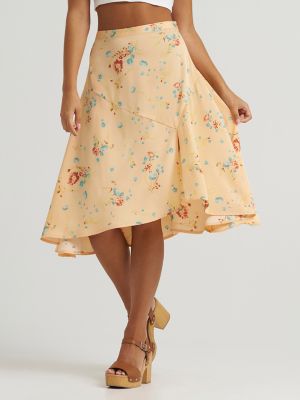 Women's Flowy Handkerchief Midi Skirt in Orange Peach alternative view 2