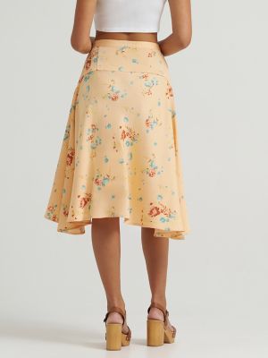 Women's Flowy Handkerchief Midi Skirt in Orange Peach alternative view 3