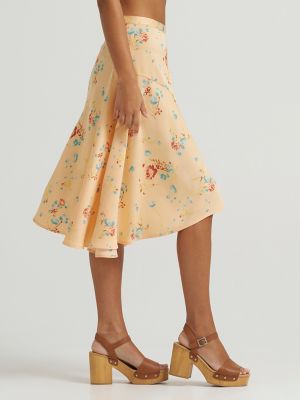 Women's Flowy Handkerchief Midi Skirt in Orange Peach alternative view 4