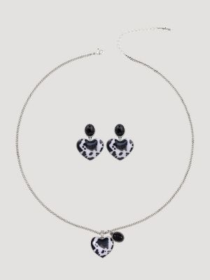 Heart Charm Necklace with Earring Set