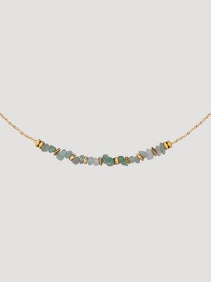 Beaded Necklace with Drop Earring Set in Green