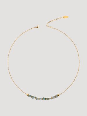 Beaded Necklace with Drop Earring Set in Green