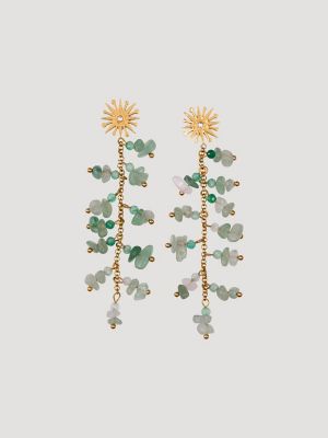 Beaded Necklace with Drop Earring Set in Green