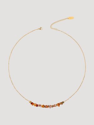 Beaded Necklace with Drop Earring Set in Pink