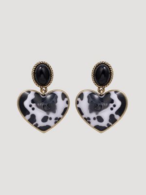Heart Charm Necklace with Earring Set:Black:One Size alternative view 3