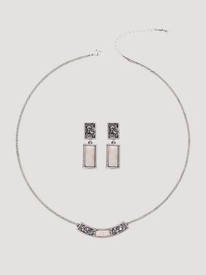 Center Stone Necklace with Earring Set