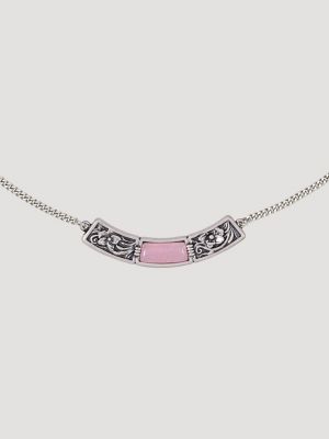 Center Stone Necklace with Earring Set in Pink