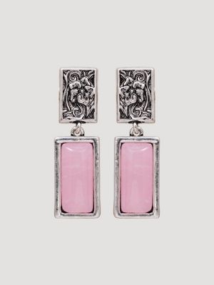 Center Stone Necklace with Earring Set in Pink