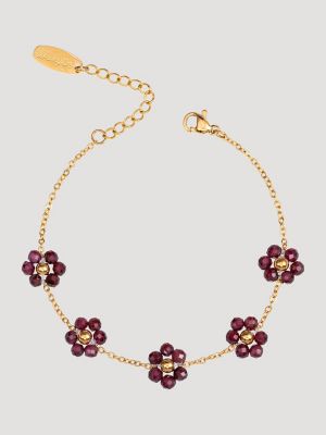Flower Chain Necklace with Bracelet Set in Burgundy