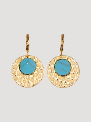 Disc Pendant Necklace with Earring Set in Turquoise