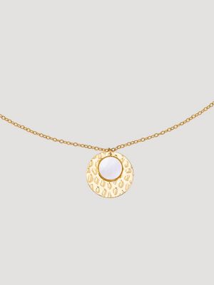 Disc Pendant Necklace with Earring Set in White