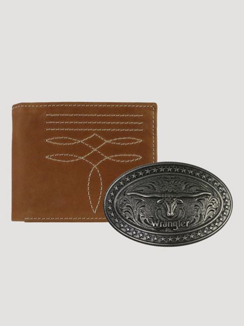 Мужские кошельки Wrangler Men's Wallet/Belt Buckle Gift Set
