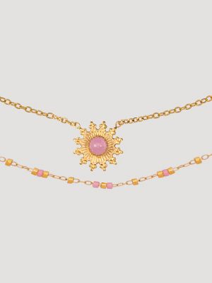Pendant/Beaded Necklace/Bracelet Set in Pink