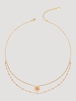 Pendant/Beaded Necklace/Bracelet Set in Pink