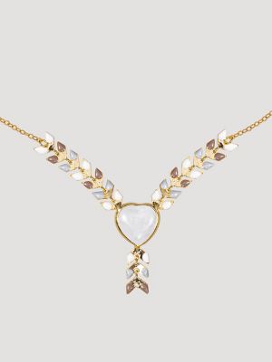 Heart Pendant/Beaded Necklace/Earring Set in White