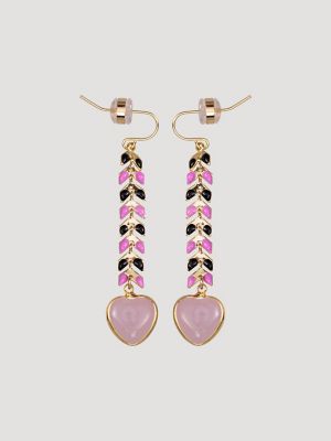 Heart Pendant Beaded Necklace Earring Set:Pink:One Size alternative view 3