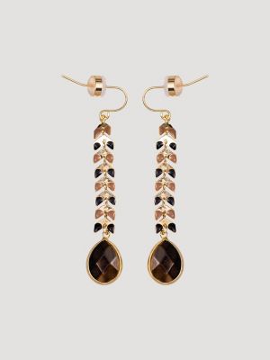 Teardrop Pendant Beaded Necklace Earring Set:Brown:One Size alternative view 3