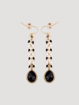 Teardrop Pendant/Beaded Necklace/Earring Set in Black