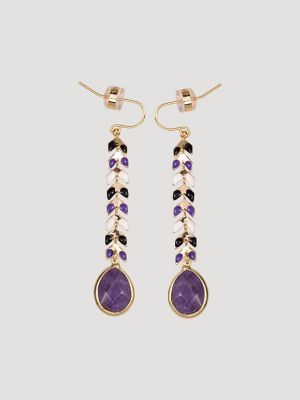 Teardrop Pendant/Beaded Necklace/Earring Set in Purple