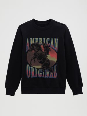 Wrangler Women's American Original Graphic Fleece Reg Pullover In Black