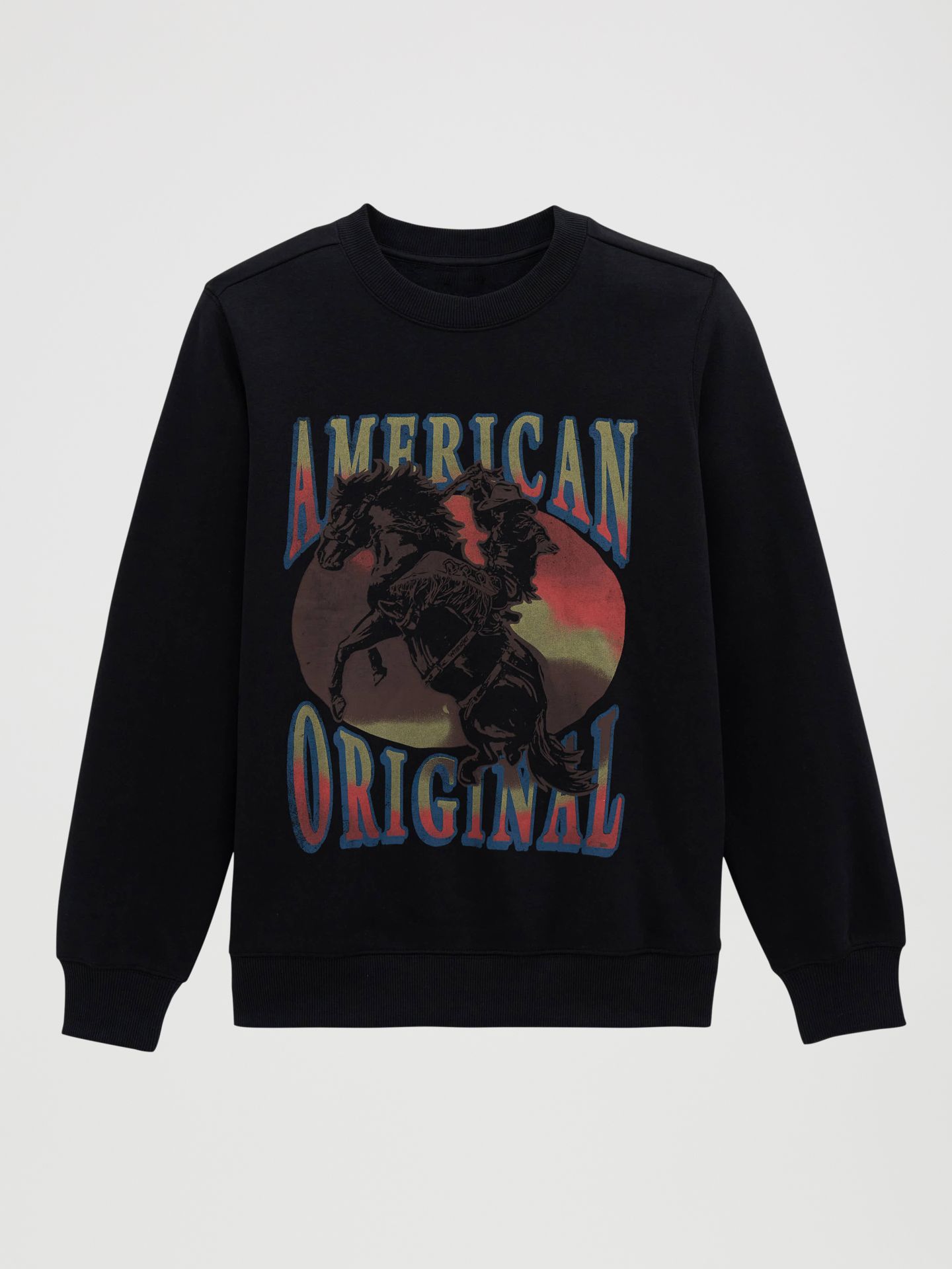 Женский свитер Wrangler American Original Graphic Fleece Reg Pullover, цвет: Чёрный — фото 1