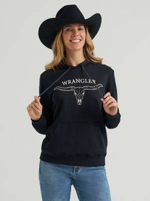 Women's Embroidered Steer Head Graphic Pullover Hoodie