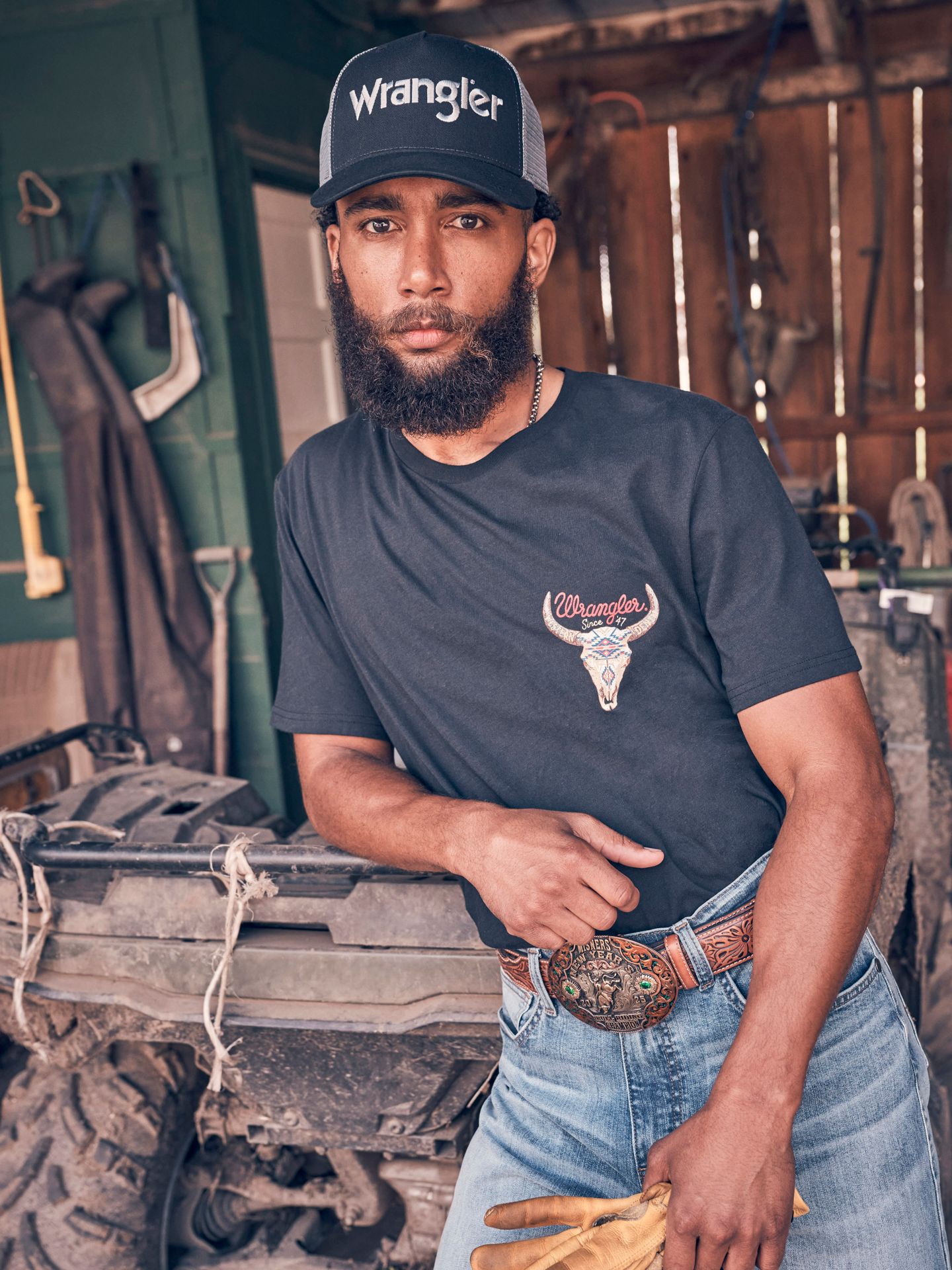 Мужская футболка Wrangler Legacy Diamond Graphic, цвет: Угольно-чёрный — фото 2