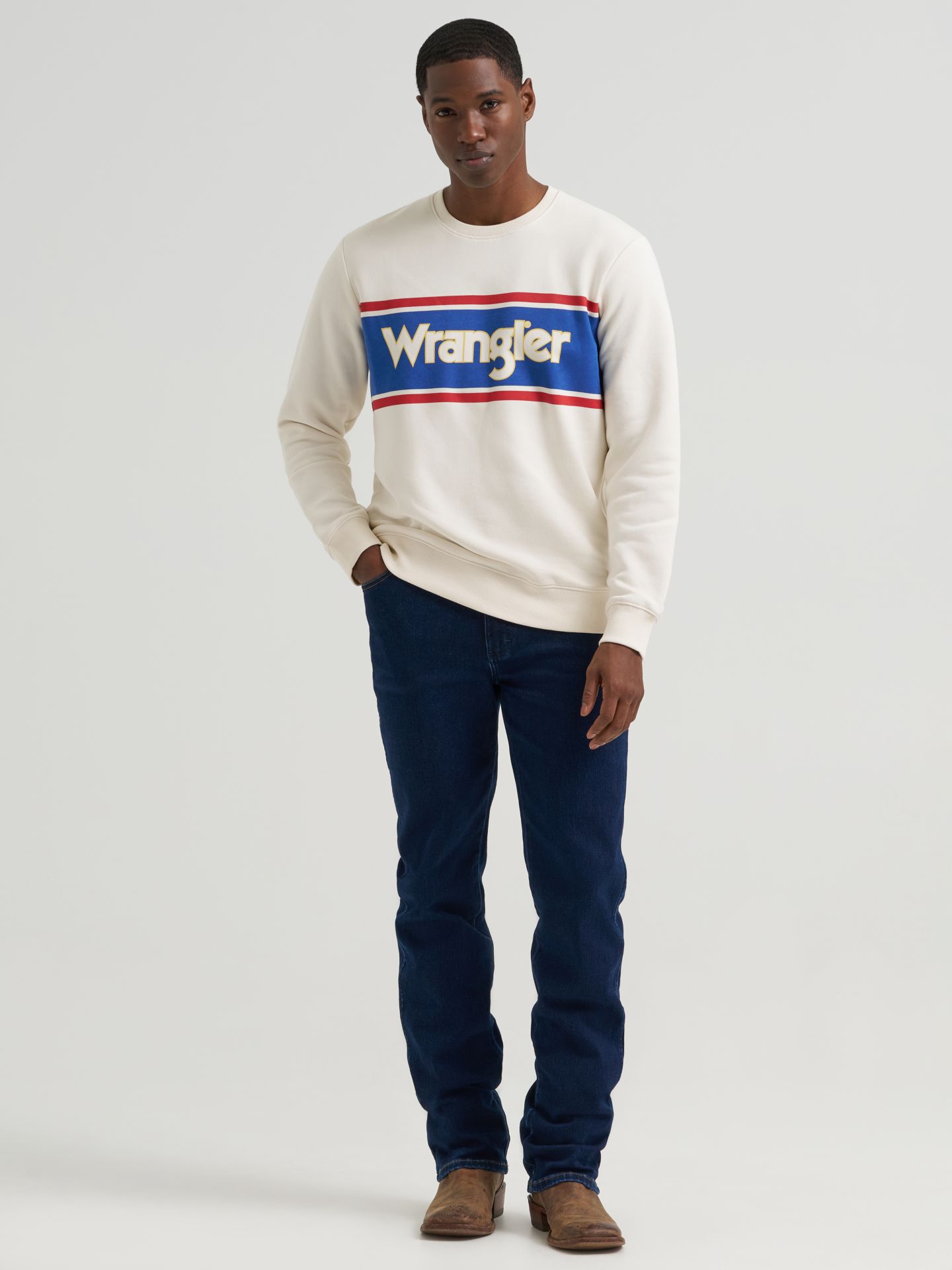Мужская толстовка Wrangler Legacy Logo Graphic Fleece, цвет: Состаренный белый — фото 3