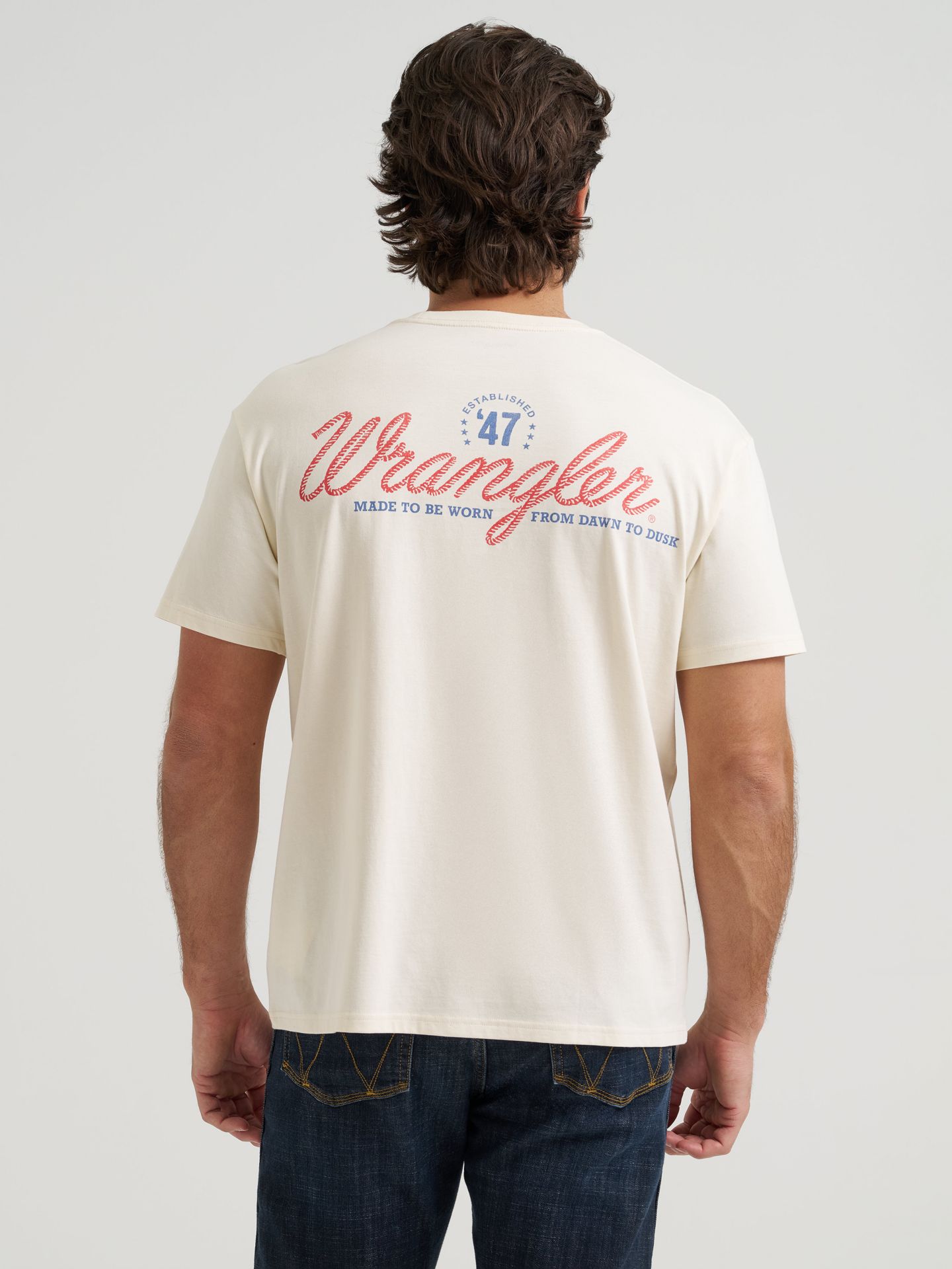 Мужская футболка Wrangler Cursive Cowboy Vintage Fit Back Graphic, цвет: Состаренный белый — фото 2