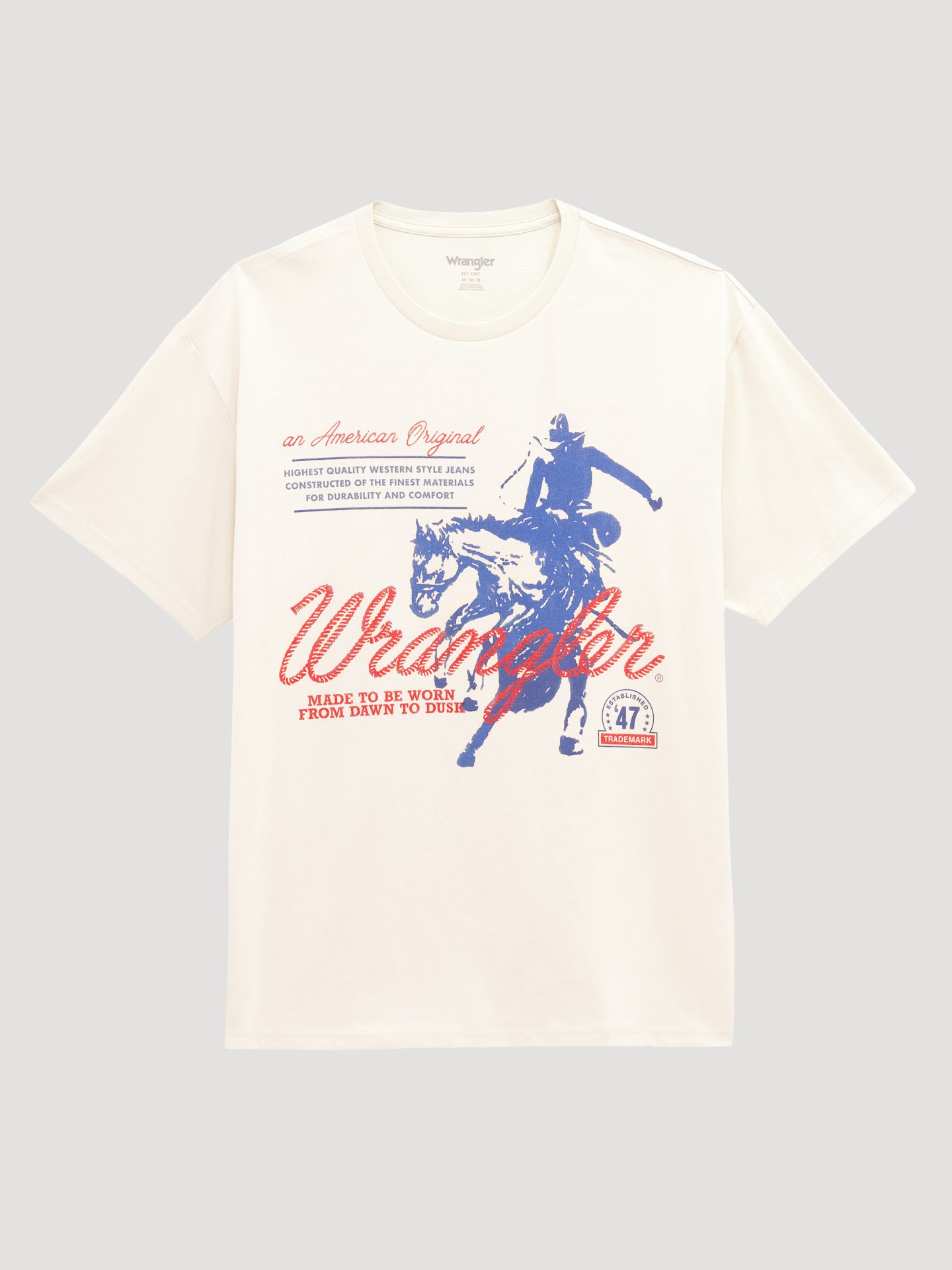 Мужская футболка Wrangler Cursive Cowboy Vintage Fit Back Graphic, цвет: Состаренный белый — фото 1