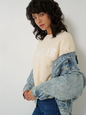 Women's Logo Canyon Crew Pullover in Whitecap Gray
