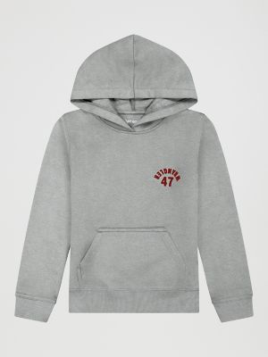 Boy's 47 Wrangler Logo Pullover Hoodie in Grey Mele