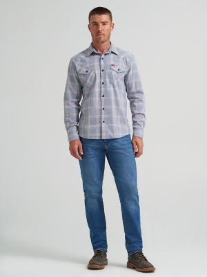 Men's Slim Fit Plaid Shirt in Blue