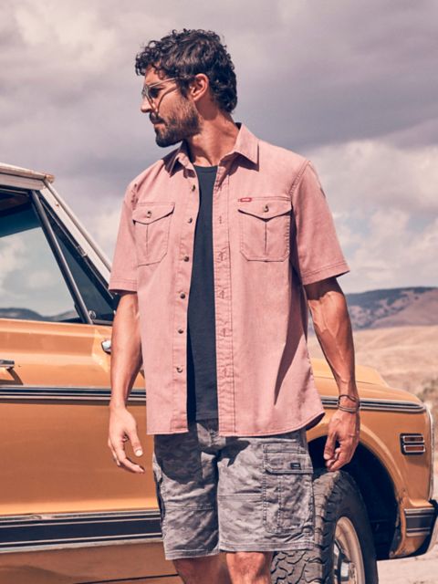 Мужские рубашки Wrangler Men's Relaxed Stretch Poplin Shirt