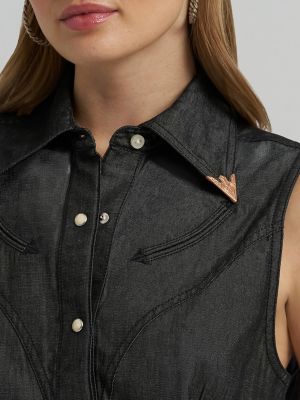 Lainey Wilson x Wrangler Black Denim Sleeveless Shirt