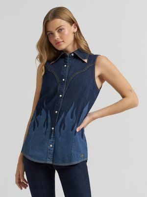 Lainey Wilson x Wrangler Flame Sleeveless Denim Shirt