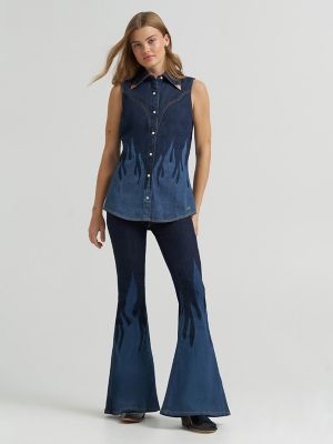 Lainey Wilson x Wrangler Flame Sleeveless Denim Shirt